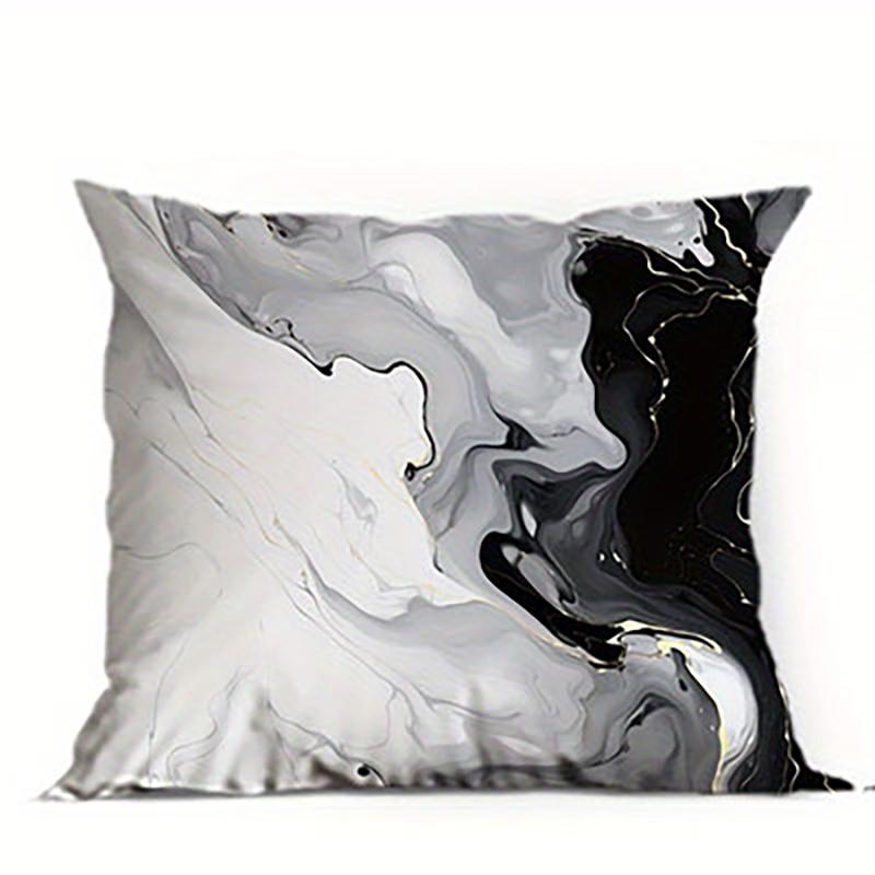 Abstract Blue and Gold Swirl Pattern Throw Pillow Cover for Modern Sofa Decor