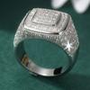 Luxury CopperColor Square Multiple Rows Inlaid White CZ Women's Ring Geometry Daily Wear Party Jewelry
