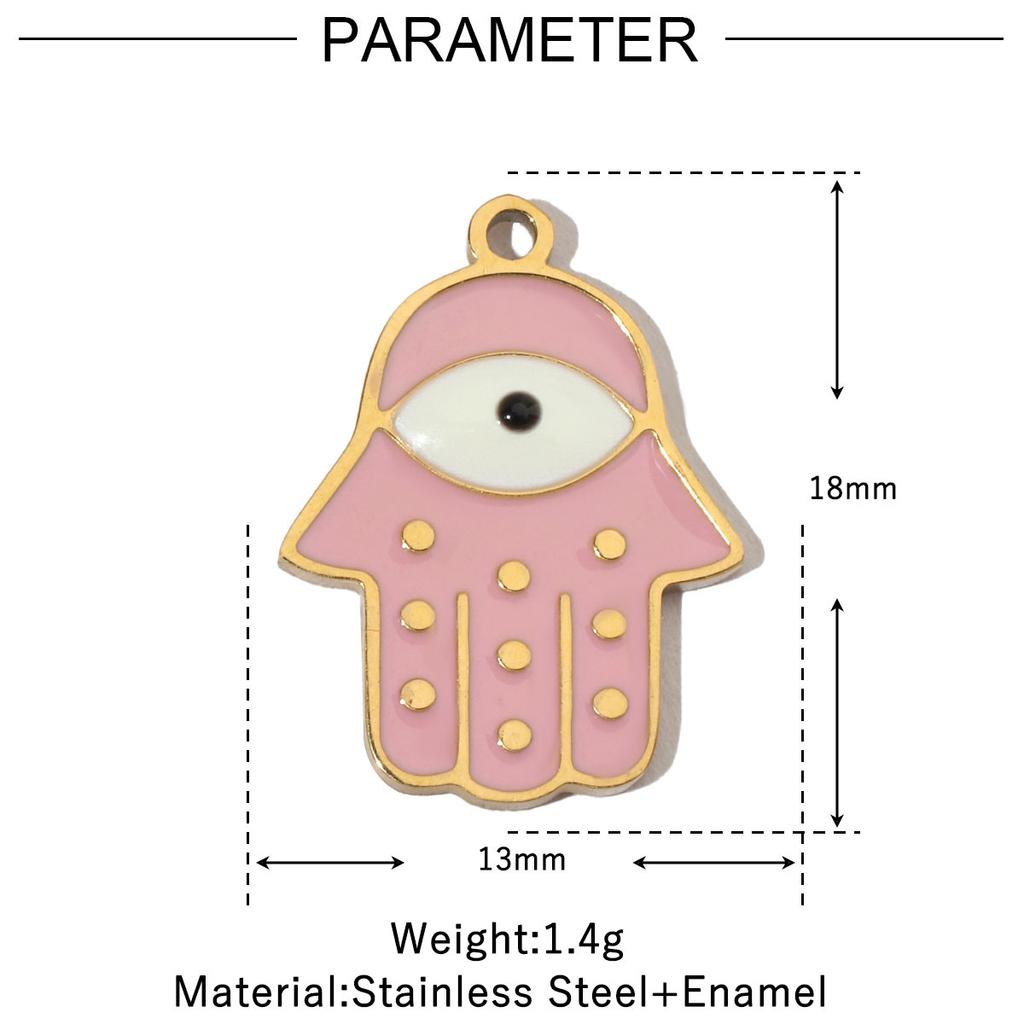3pcs/Lot Enamel Hamsa Hand DIY Earrings Charms Heart Eye Neaclace Pendant Stainless Steel 14K Gold Color Jewelry Accessory