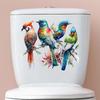 Self-adhesive Hand-painted Bird on Branch Toilet Stickers Waterproof for Bathroom Wall Decor