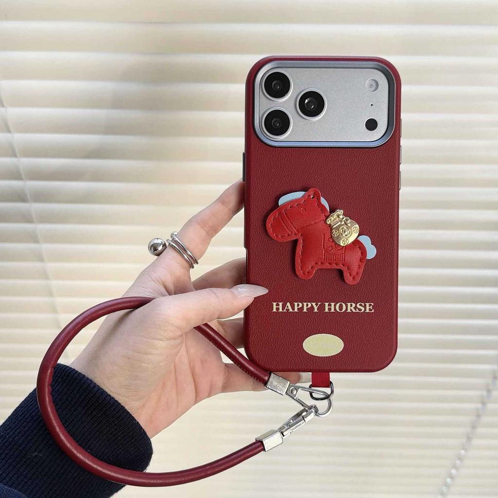 Applicable To iPhone11PROMAX Pony Leather Pattern with Lanyard Mobile Phone Case Apple 11 Leather Three-in-one Protective Case