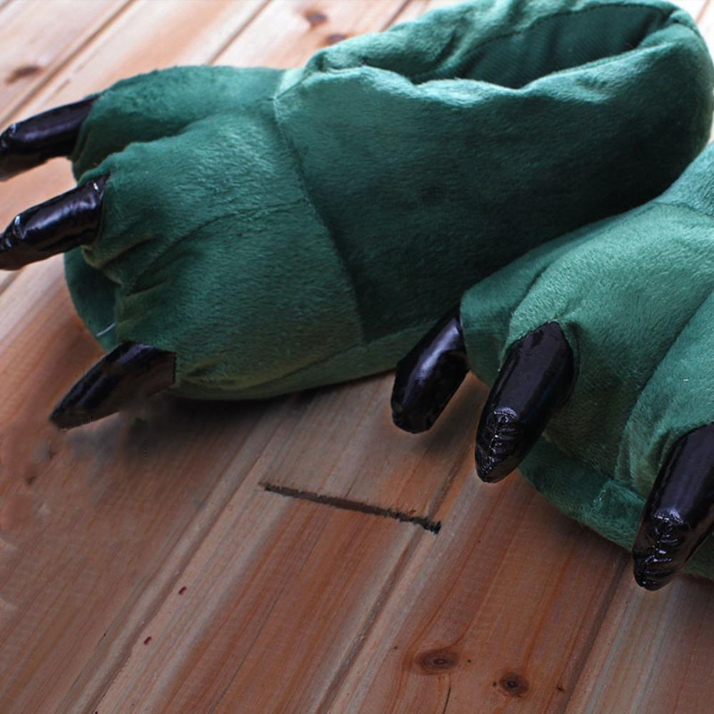 Dinosaur Thicken Warm Slippers Funny Paw Cosplay Shoes Fashion Indoor Floor Slippers  Kids L