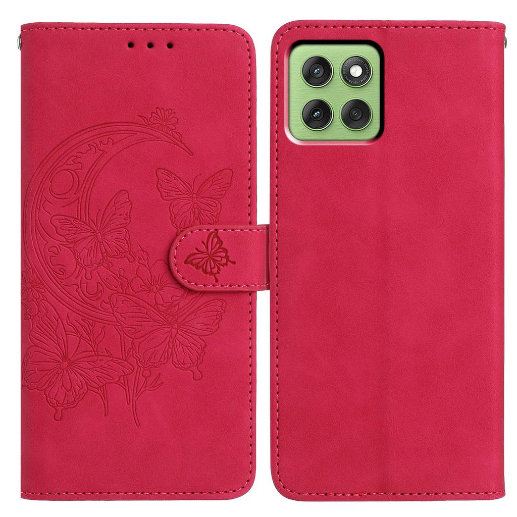 For Motorola Edge 60 5G Case Butterfly Flower Imprinted PU Leather Wallet Stand Phone Cover