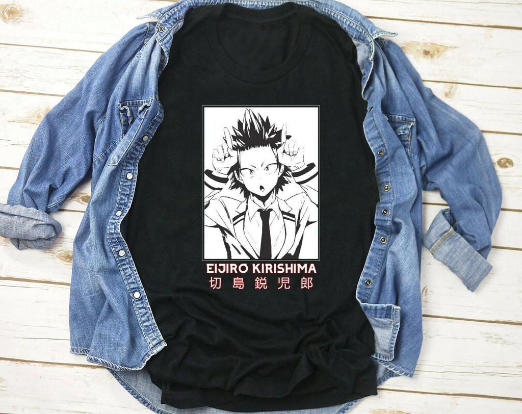 Ropa negra simple camiseta casual hombres linda camiseta estética Eijiro  Kirishima camisa mi héroe academia camisa negra comprar a buen precio —  entrega gratuita, reseñas reales con fotos — Joom