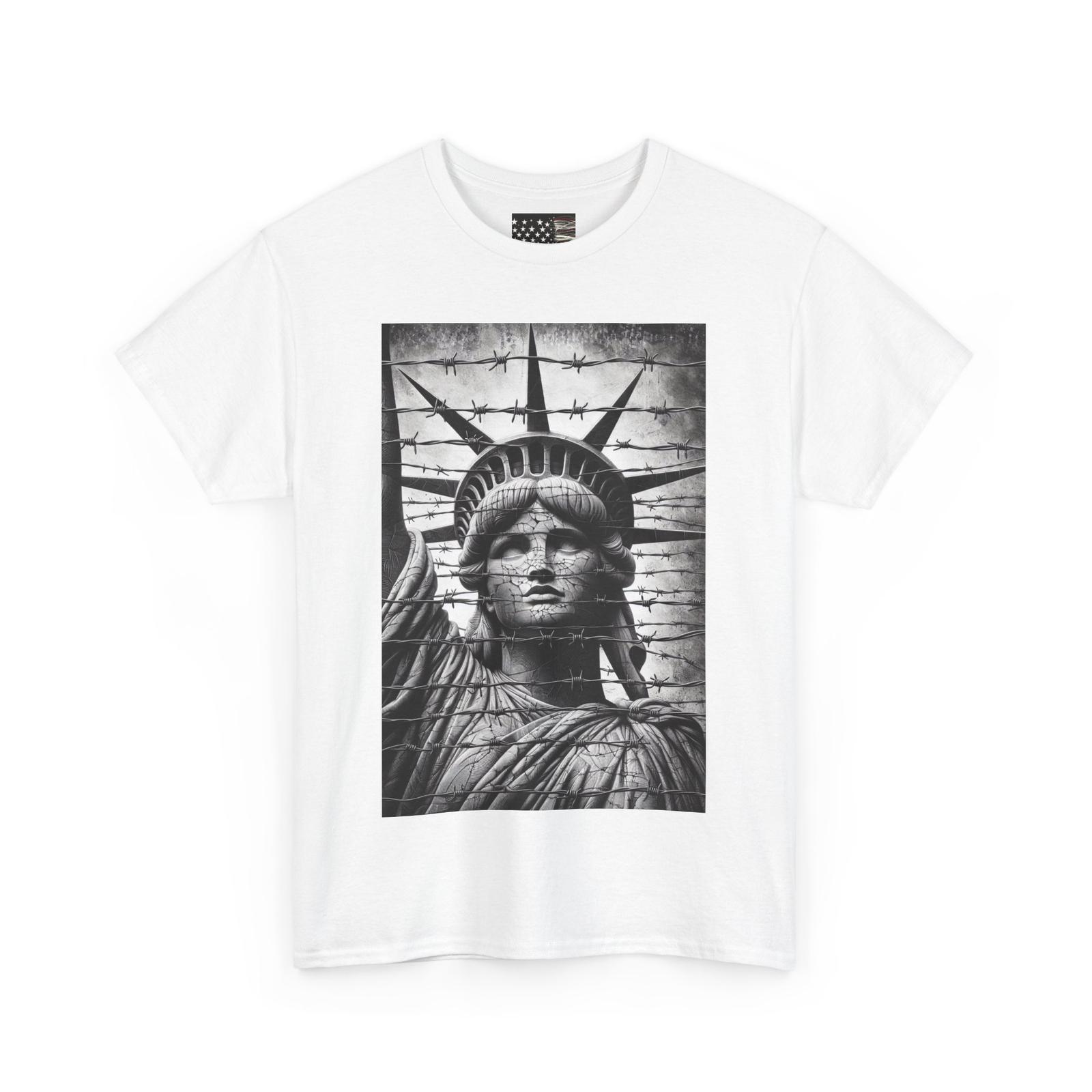 Unisex Heavy Cotton Tee crying statue of Liberty in America original art Unisex T-Shirt XXXXL