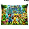 Mine World Building Wall Tapestry Aesthetic Wall Hanging Printed Fabric Blanket Decorative Tapestries for Bedroom Living Room Home Decor