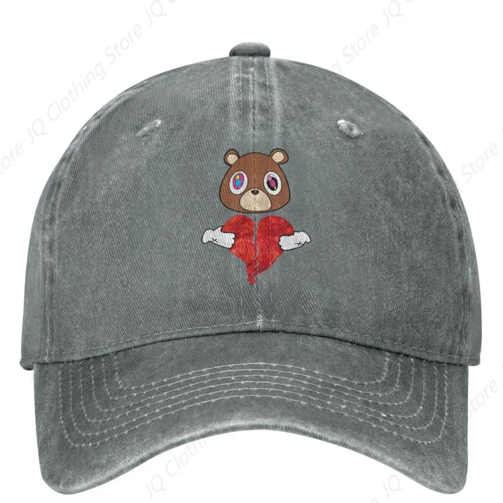 Kanye West Washed Baseball Cap Graduation Bear Fashion Hip Hop Hats Spring Men Adult Outdoor Gym Baseball Caps