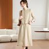 Solid Color High Neck Sweater & Cardigan Midi Skirt Set - Women's Korean Style Loose Knit Two-Piece for Autumn/Winter