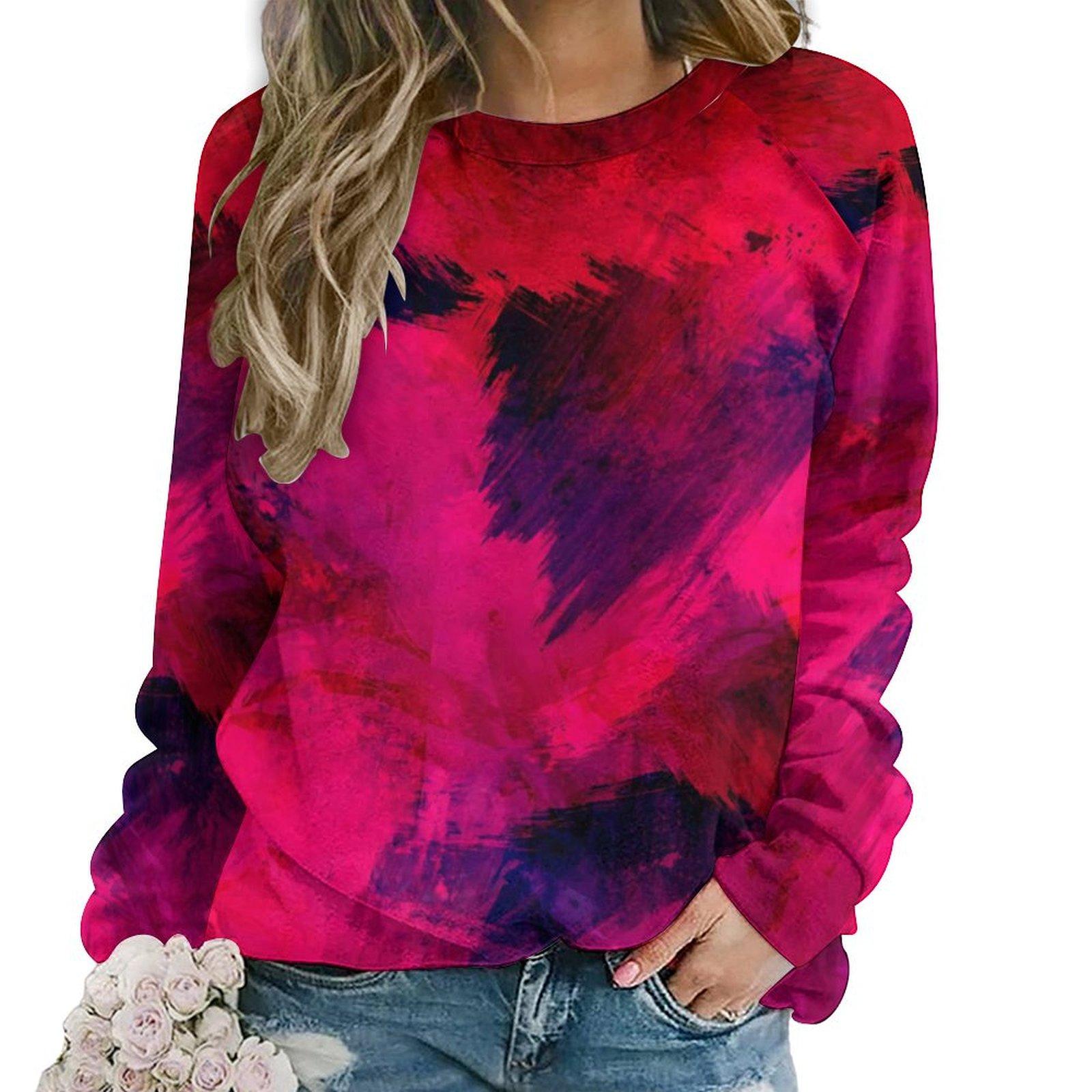 

Abstract Paint Brush Hoodies Pink and Orange Korean Fashion Oversized Hoodie Womens Long Sleeve Y2k Pattern Casual Sweatshirts 8xl