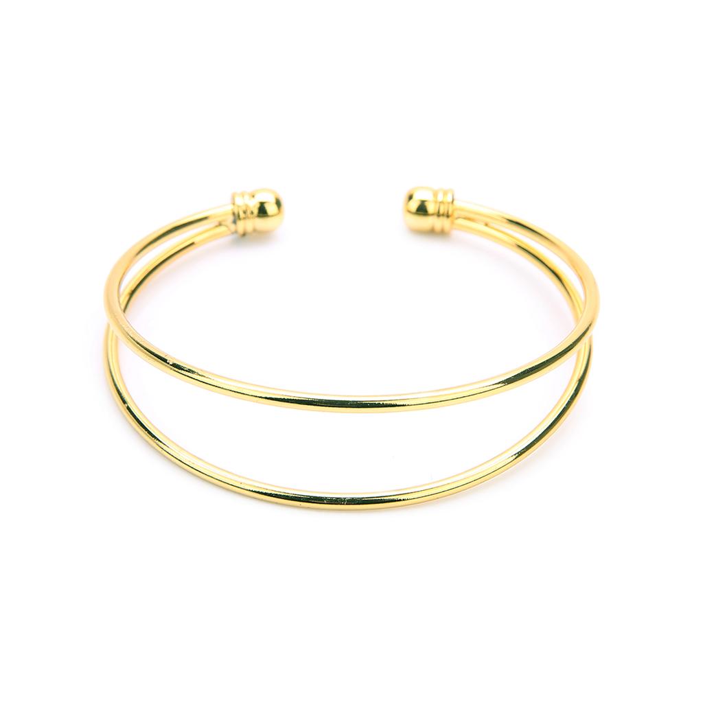 2pcs/Lot Copper Opening Bangle Adjustable Double Layer Simple Bangle for DIY Pandora Bracelets Gifts Jewelry Making Supplies
