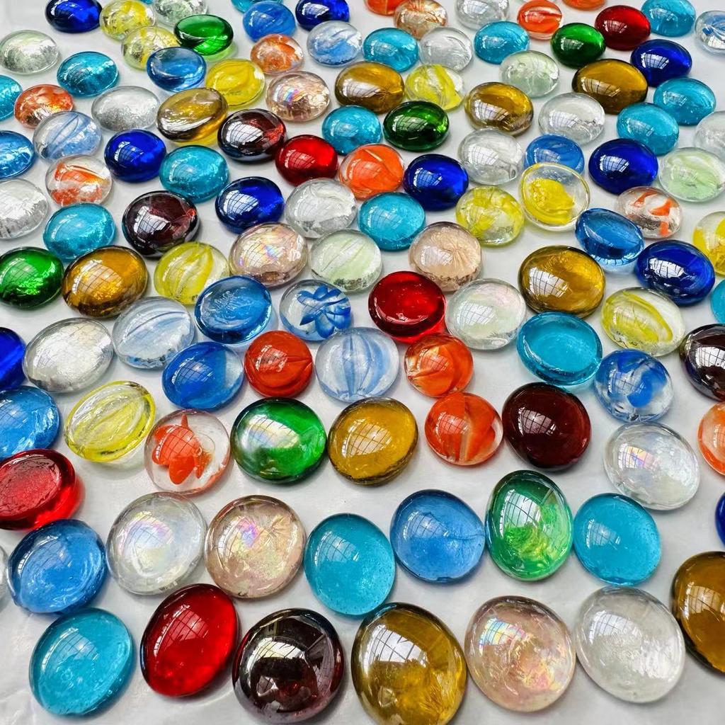 Sky Blue Transparent Glass Beads for Stove Decoration, 16-19mm Mediterranean Flat Crystal Beads