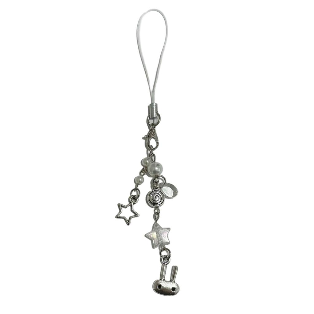 Stylish Heart Phone Chain Ornament Beaded Cellphone Pendant Phone Lanyard Bag Charm for Fashionable Individuals