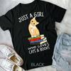 Just A Girl Who Loves Books And Cats Funny Reading Unisex Youth T-shirt