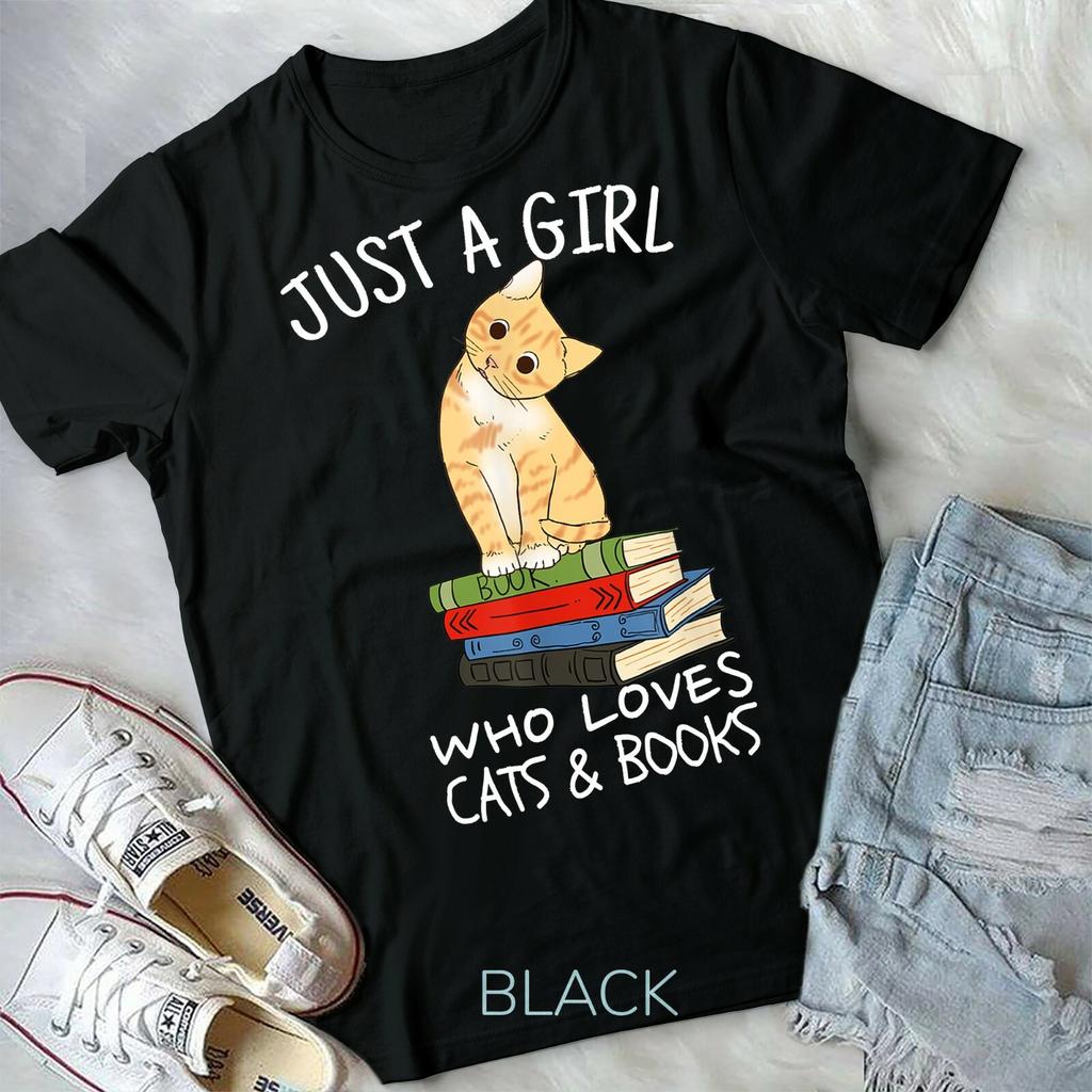 Just A Girl Who Loves Books And Cats Funny Reading Unisex Youth T-shirt