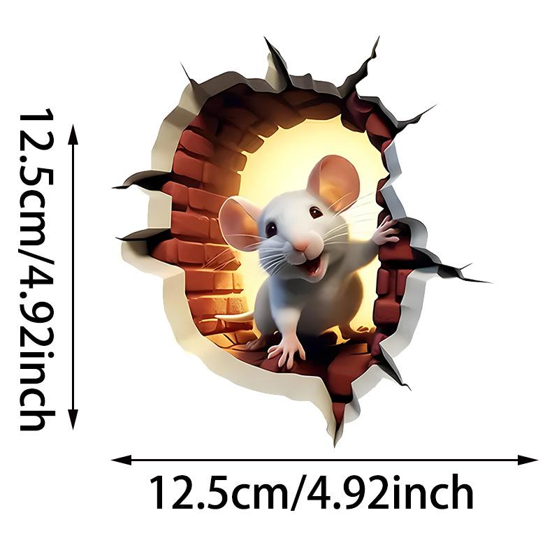 1PC Creative Wall Sticker Mouse Cave Pattern Self-Adhesive Wall Stickers Bedroom Entryway Living Room Porch Home Decoration Wall Stickers