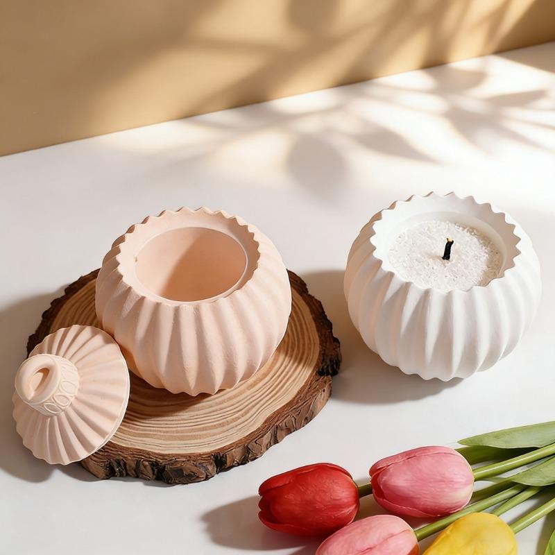 Round Jar With Lid Storage Box Plaster Silicone Mold Easy Remold For DIY Gypsum Jewelry Storage Jar Candle Cup Home Decoration