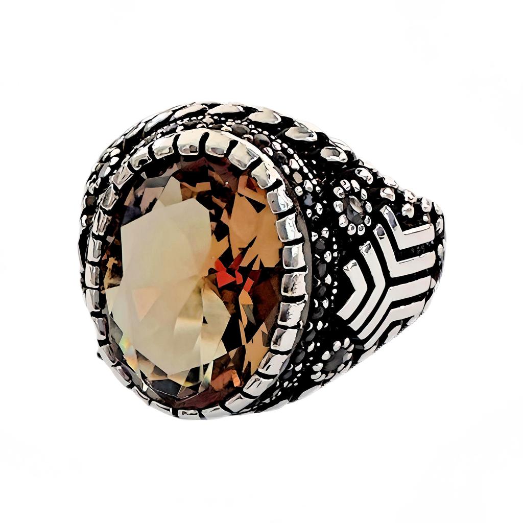 Srebrny pierścionek z zultanitem i czarną cyrkonią 230048159G13Y