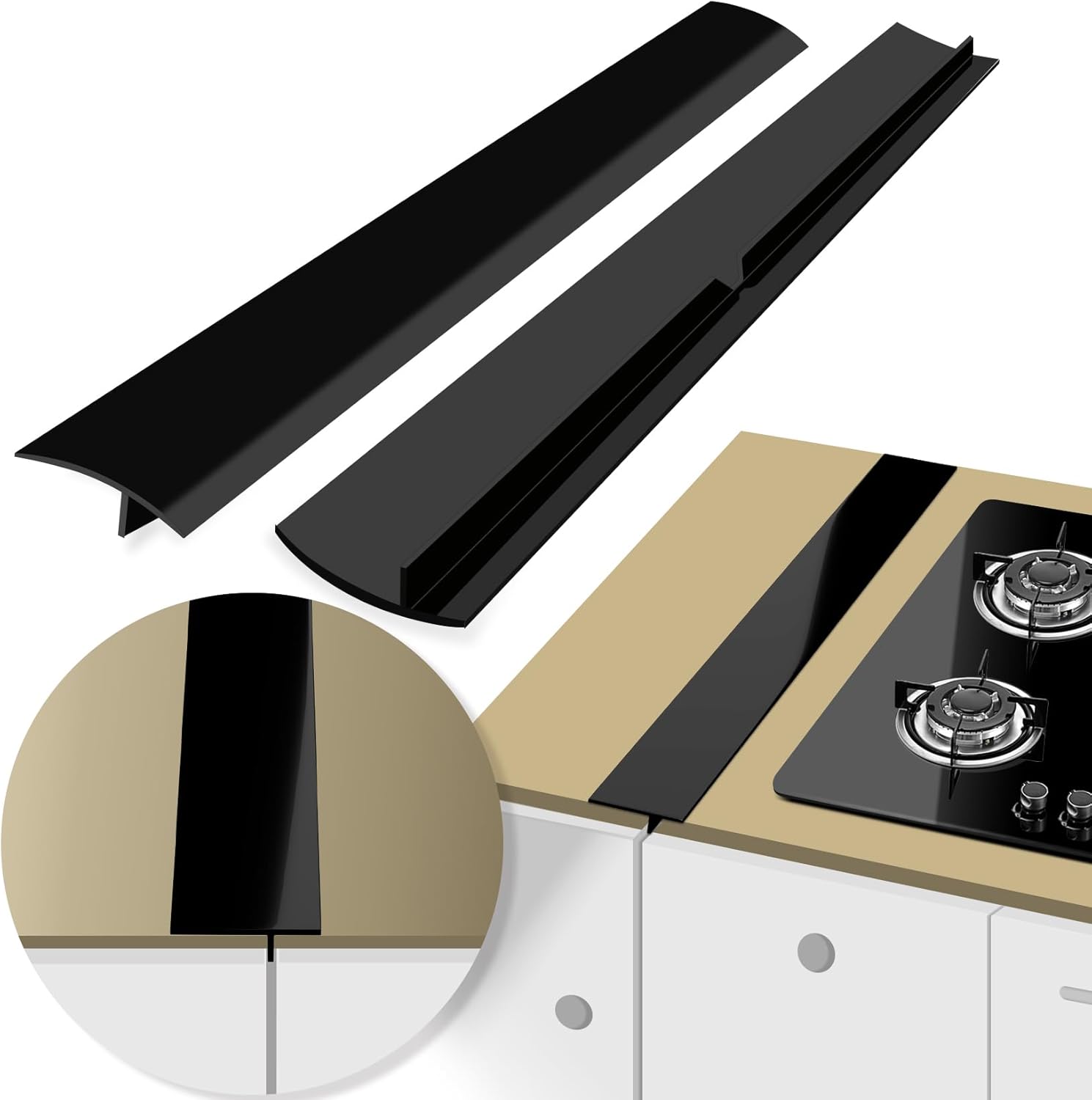 

Gap Filler for Stove and Counter - Kitchen Stove Counter Gap Cover Silicone Gap Cover Between Stove and Counter 21 Inches Black 21inch чёрный