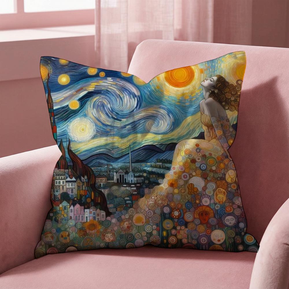 G-Gustav K-Klimt Oil Painting Cushion Cover Multi-Scene Pillow Cover for Home & Car - Reversible, Soft & Durable for Daily Use