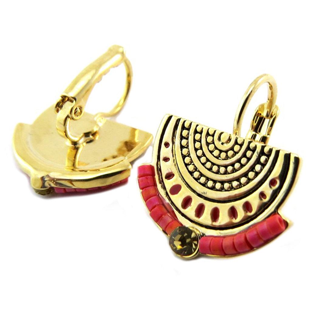 Les Trésors De Lily [P4564] - Red Gold 'Navajos' Steel Sleepers - 20x14 Mm