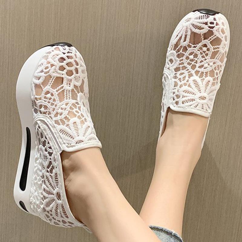 Fashion Classic Black Embroider Sneakers for Women 2025 Comfortable Breathable Mesh Casual Shoes Woman Lightweight Platform Shoes Mujer