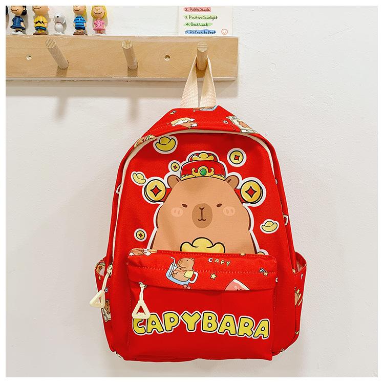 School bag cartoon school bag boys and girls cute cartoon kapibara double click press backpack