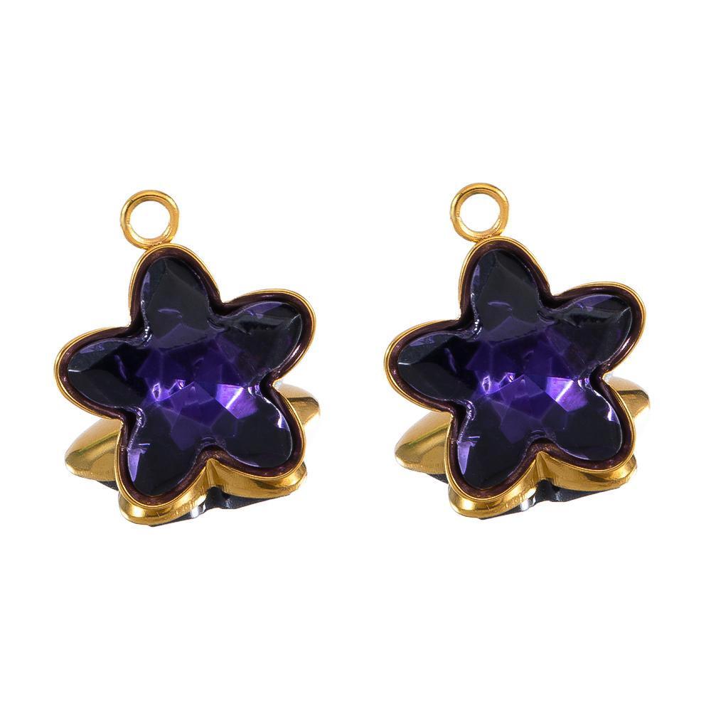 5pcs Colorful Crystal Charms Stainless Steel Geometry Oval Star Flower Charm Earrings Pendants for DIY Necklace Jewelry Findings