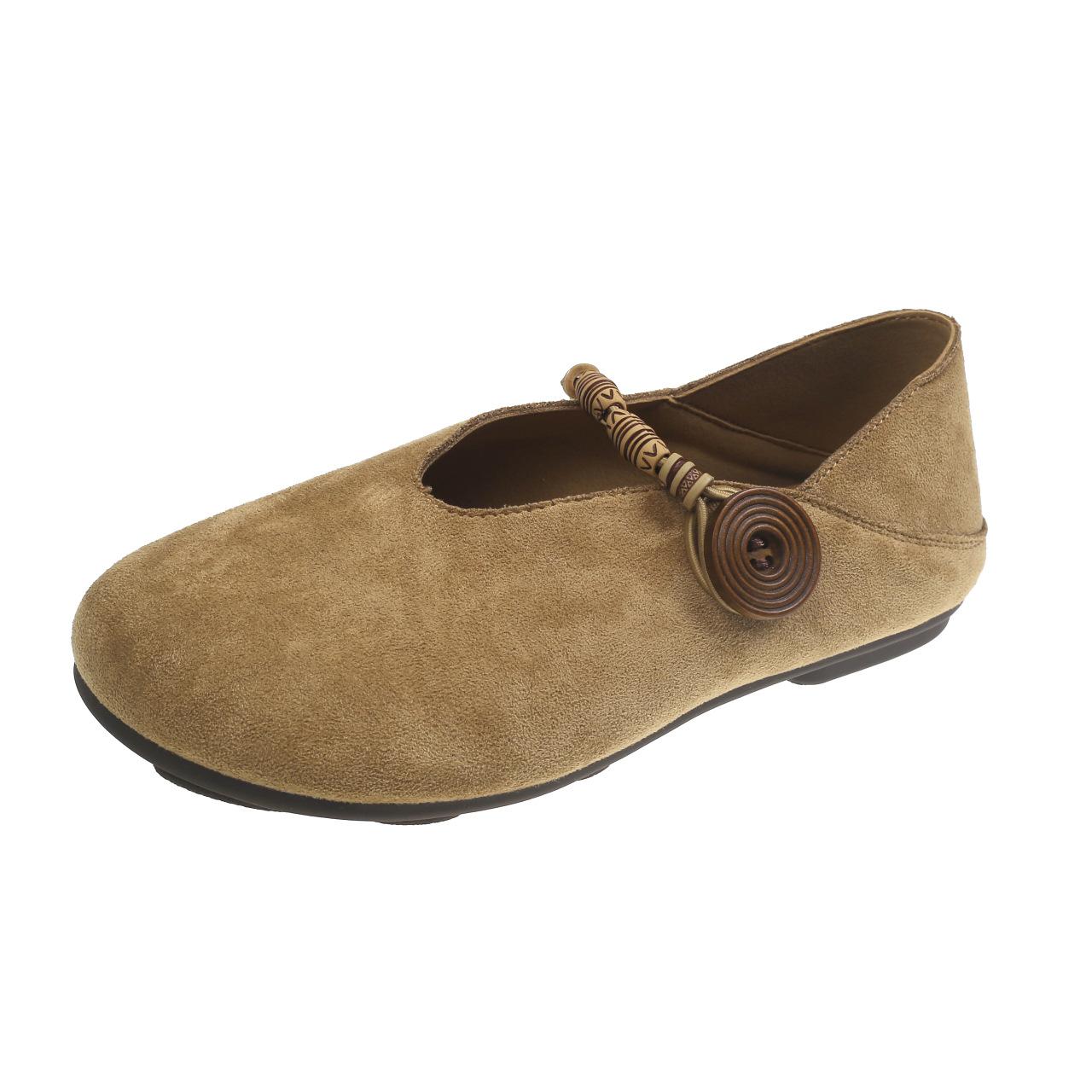 

Soft leather comfortable Mary Jane single shoes women s 2025 spring and summer new late evening breeze gentle flat casual retro Doudou shoes 40 хаки
