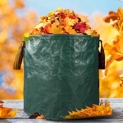 Large Capacity Garden Yard Waste Bag with Cover Foldable Waterproof Leaf Weed Trash Can Multifunctional Storage Bags
