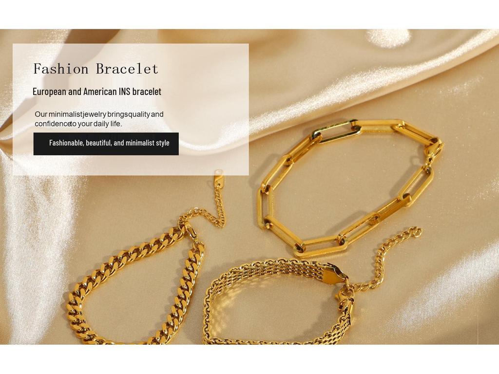 Elegance Stainless Steel Cuban Bracelet - Women’s High-End Titanium, Non-Fading Electroplated Jewelry