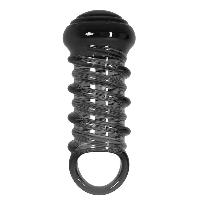 Soft Elastic Penis Extension Sleeve Delayed Ejaculation Condoms Cock Extender Increase Dick Sleeves Adult Sex Toys For Men
