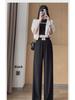 Women's Ice Silk Pleated Wide-Leg Pants with Pockets, Slim Fit, Spring Collection