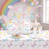 Unicorn Birthday Party Supplies Tableware Plates Cups Napkins Tablecloth Banner Foil Balloons Pastel Rainbow Baby Shower Decor