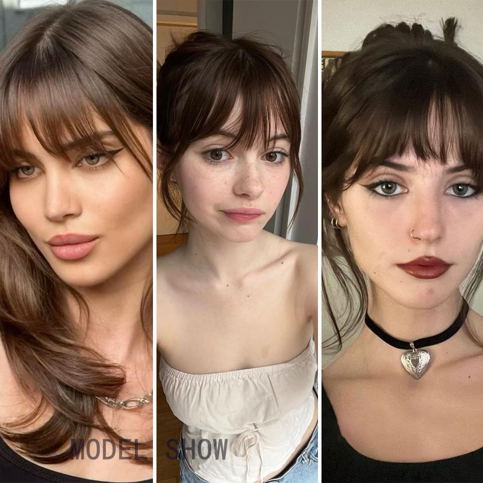 Vlasová ofina clip-in příčesky Ofina falešné vlasy paruky Syntetický tupé Vlasový příčesek s kotletami DIY Elegantní dámské Vlasové doplňky
