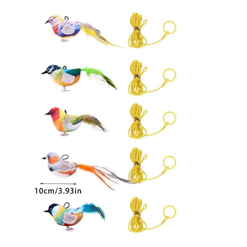 Interaction Cats Toy Set with Electronic Chirping Bird Sound Catmint Cats Feathered Brid for Indoor Cats Exercise Playsets