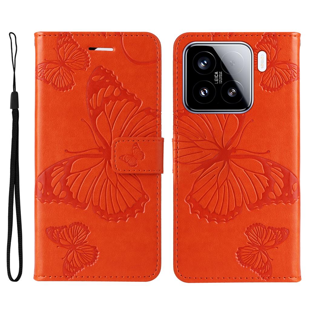 For Xiaomi 15 Wallet Case Floral Butterfly Imprinted Leather Phone Cover Stand