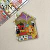 Metal Cabinet Magnets Vintage House Refrigerator Magnet, Colorful Fairy Tale Town Magnetic Fridge Decoration Kitchen Accessories Lockers Decorative