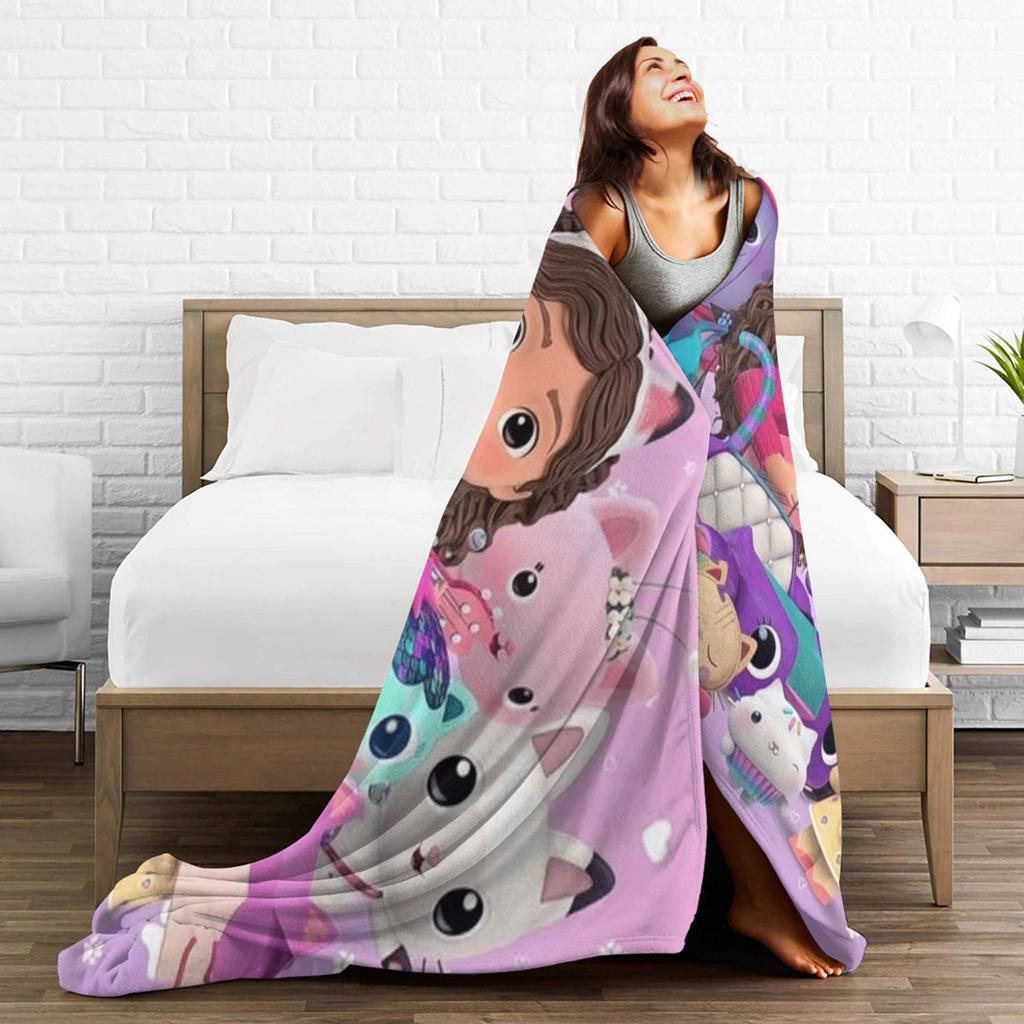G-Gabby’s Dollhouseds Plush Blanket Boy Girl  Flannel Bedding Throws For Couch Bed Super Warm Custom DIY Quality Bedspread Gift