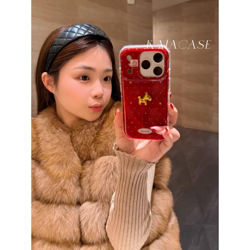 

Star-Embossed Gold Horse Case for iPhone 17 Pro Max & iPhone 16 Pro - New Year Red Edition