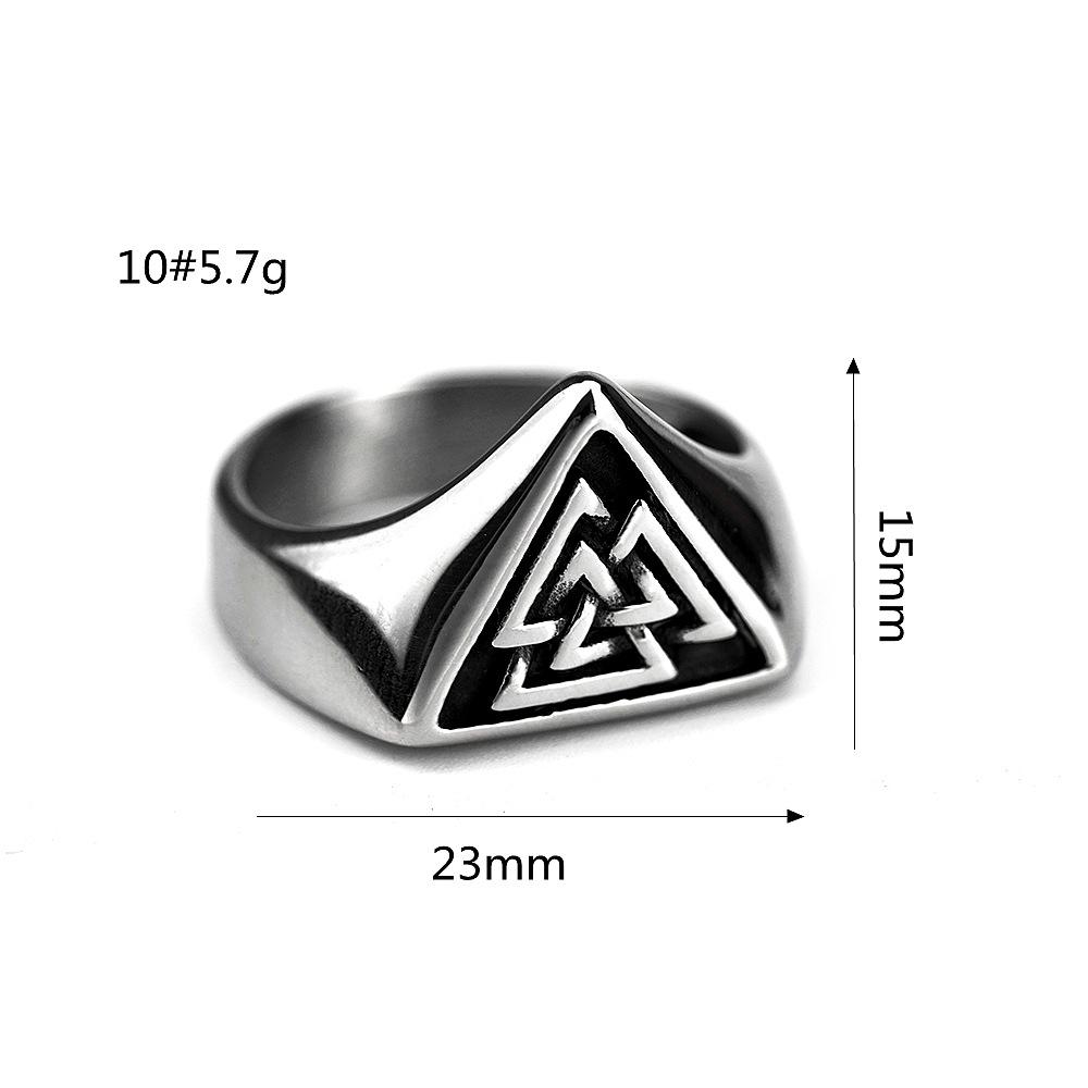 Vikingovský trojúhelníkový symbol Titanová ocel Hip Hop styl Prsten pro muže