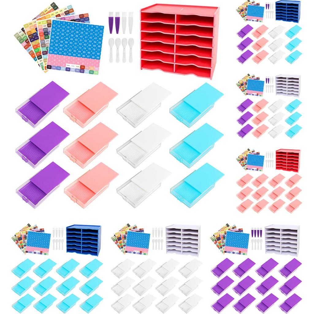 12 Grids Diamond Painting Organization Set with Point Drill Trays Diamond Painting Tray Organizer for  Diamond Layout