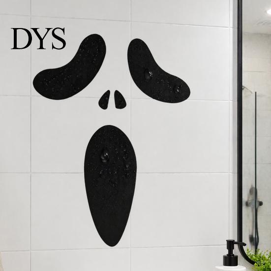 Spooky Theme Party Props Halloween Horror Ghost Face Wall Stickers, Minimalist Black Line Removable Door Vinyl Art Self-Adhesive Decor for Bedroom