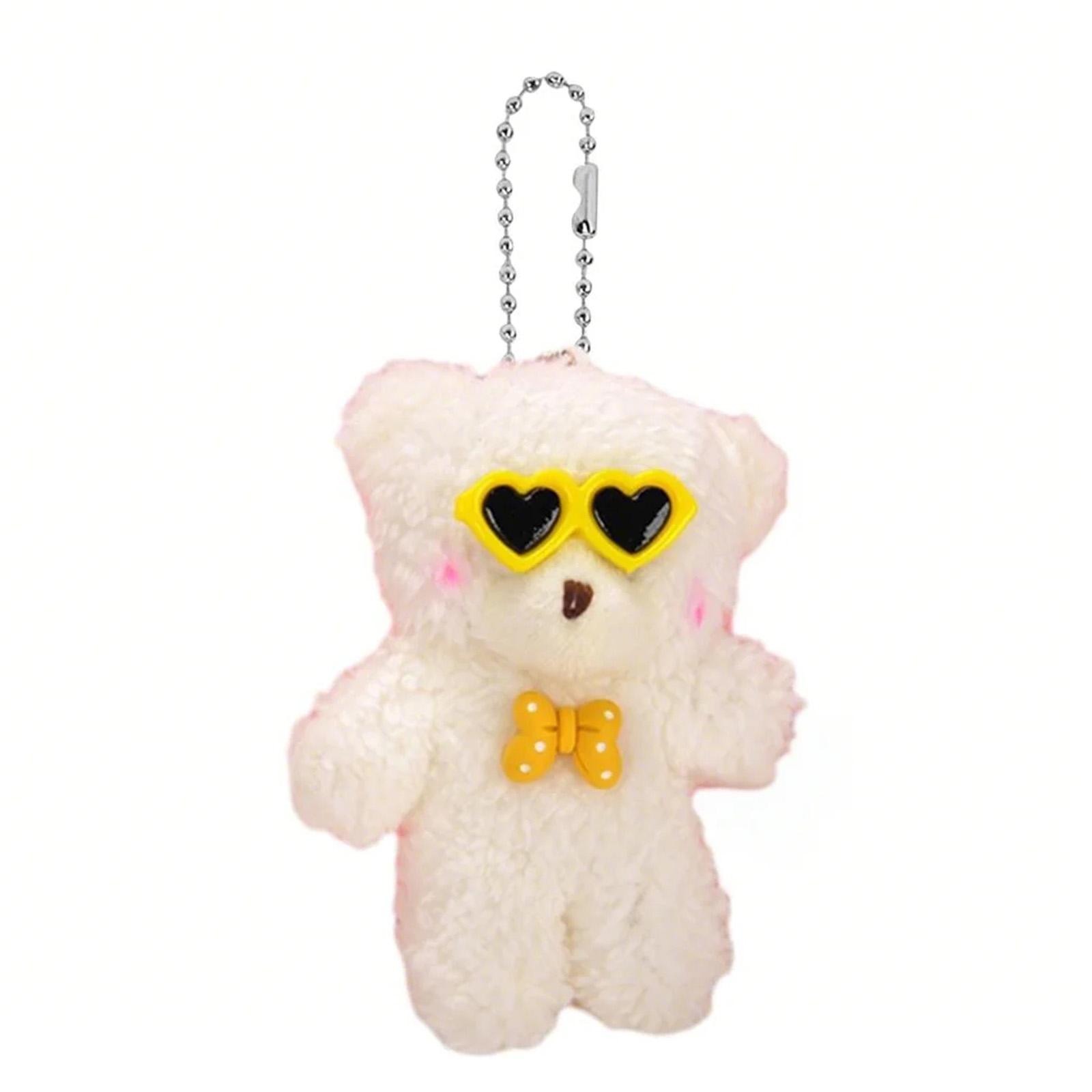 

Cute Plush Bear Keychain Cartoon Blush Bear Pendant Keyring Animal Toy Couple Key Rings Hanging Ornament for Phone жовтий
