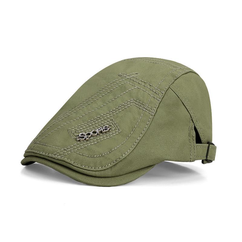 

Vintage Cotton Sun Protection Beret With Adjustable Fit For Casual Summer Wear Military Green