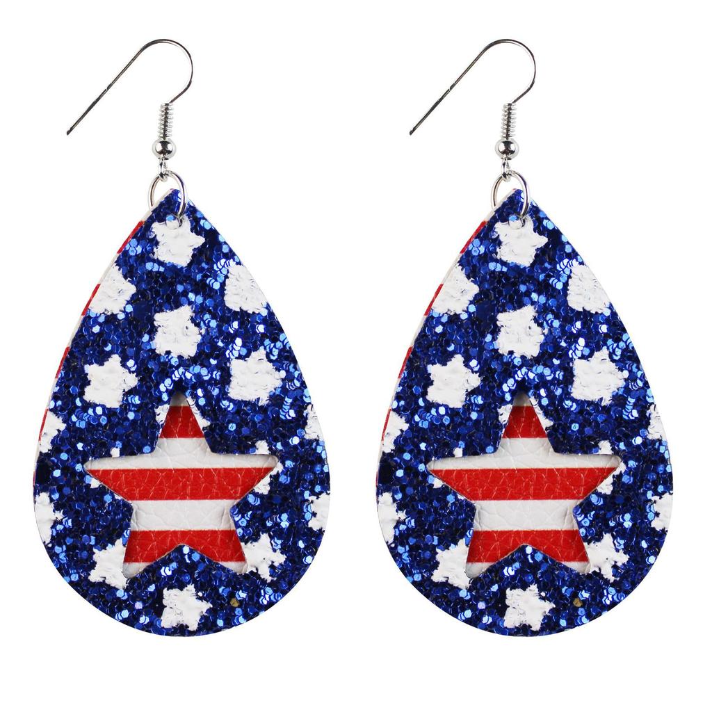 American Flag Star Stripe Elements Independence Day Leather Earrings Election Theme Diy