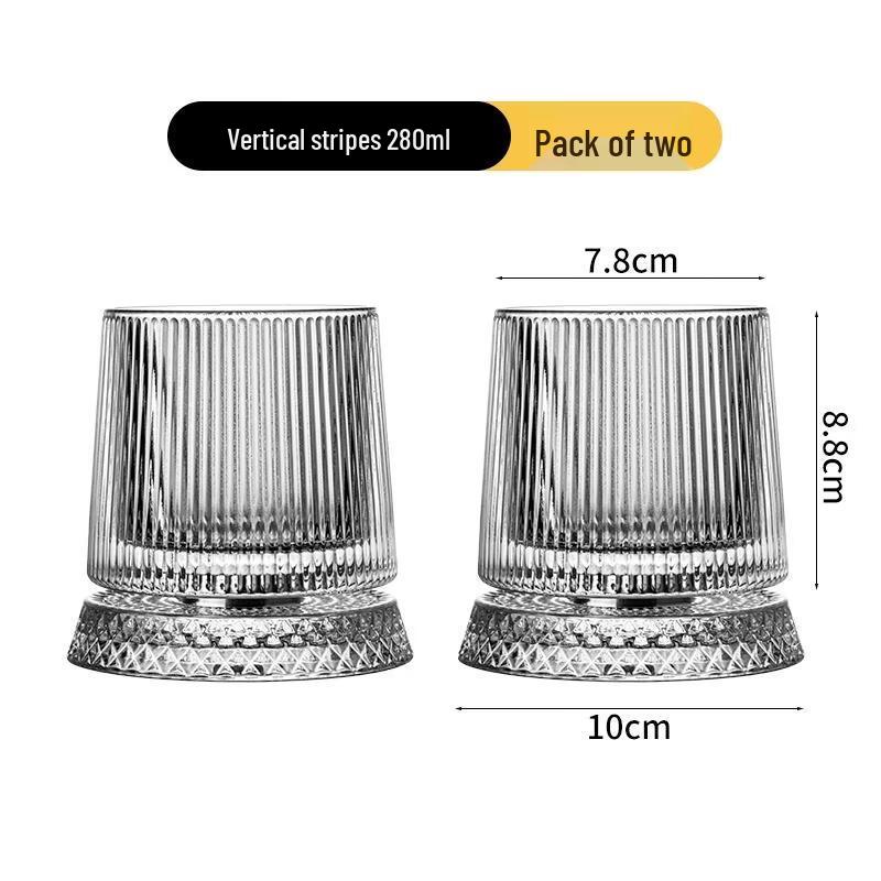 JINGRX Creative Crystal Rotating Whiskey Glass Set