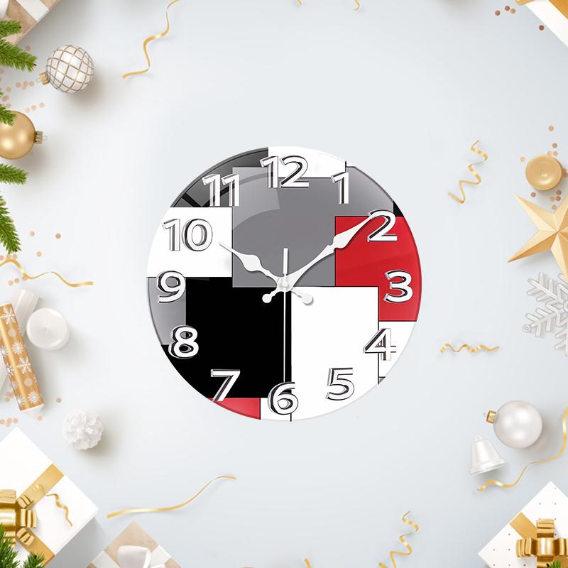 Creative art style wooden wall clock silent wall clock 12-inch wall clock living room bedroom home decoration simple clock