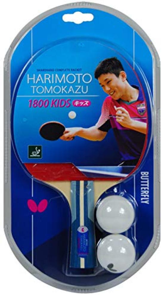Butterfly Table Tennis Tomokazu Harimoto Kids 16960 Children's Racket, 1800, Shakehand, 5-Ply Plywood, Pre-Strung,