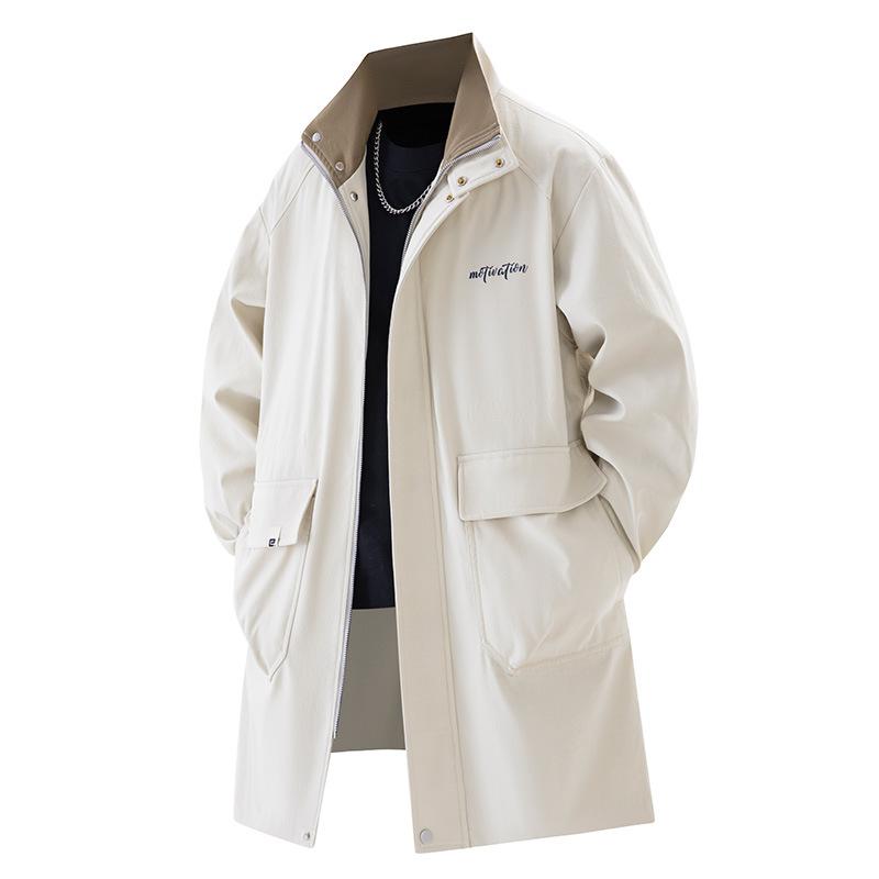 Spring Autumn Long Windbreaker Jacket Men Casual Trench Loose Plus Size Coats Man