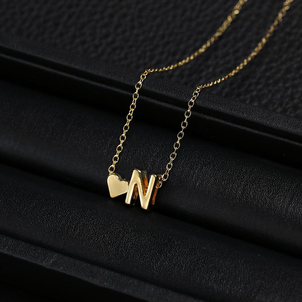 Trendy Heart-Shaped Alphabet Pendant Necklace